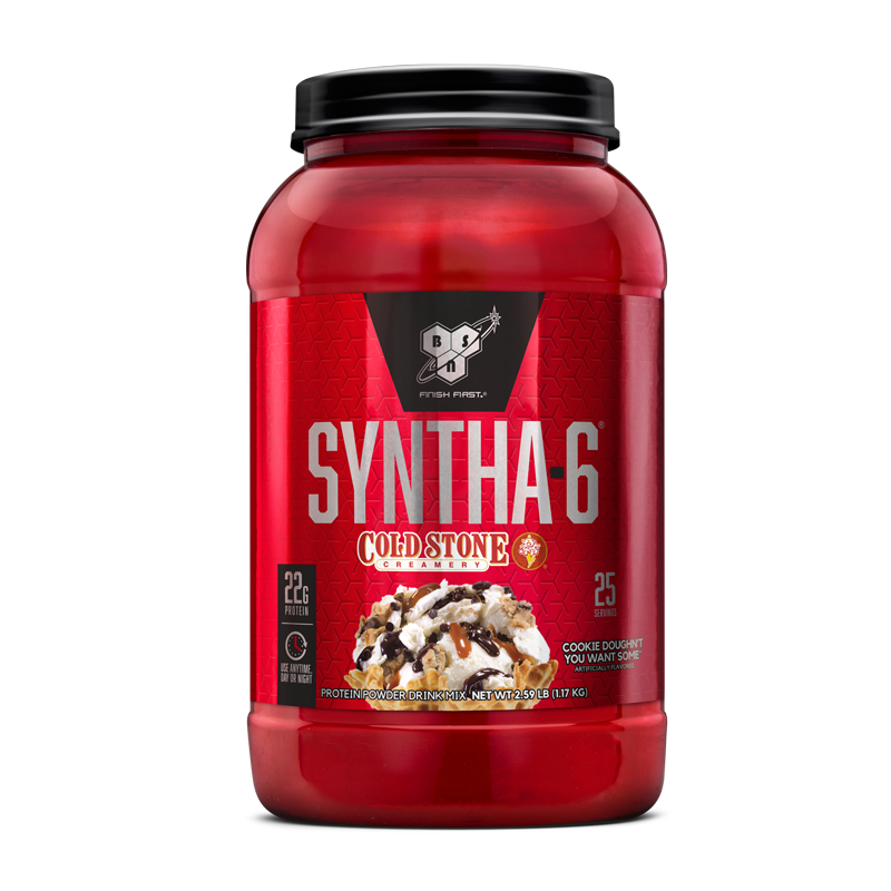 BSN Syntha-6 protein powder, 2.91 lbs container, Cold Stone Creamery flavor.