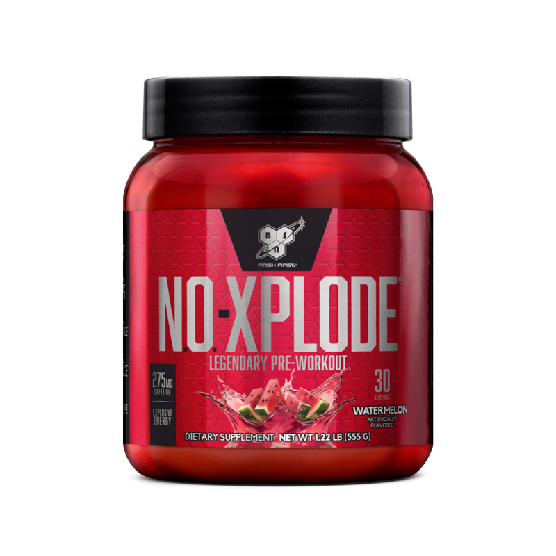 BSN NO-Xplode pre-workout supplement, 555g container, watermelon flavor.