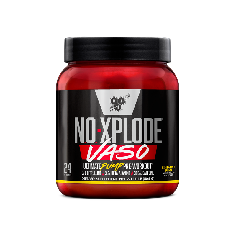 NO-Xplode Vaso pre-workout supplement, 504g container, featuring 24 servings.